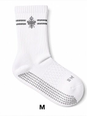 Bombas Gripper Half Calf Socks White M Pilates